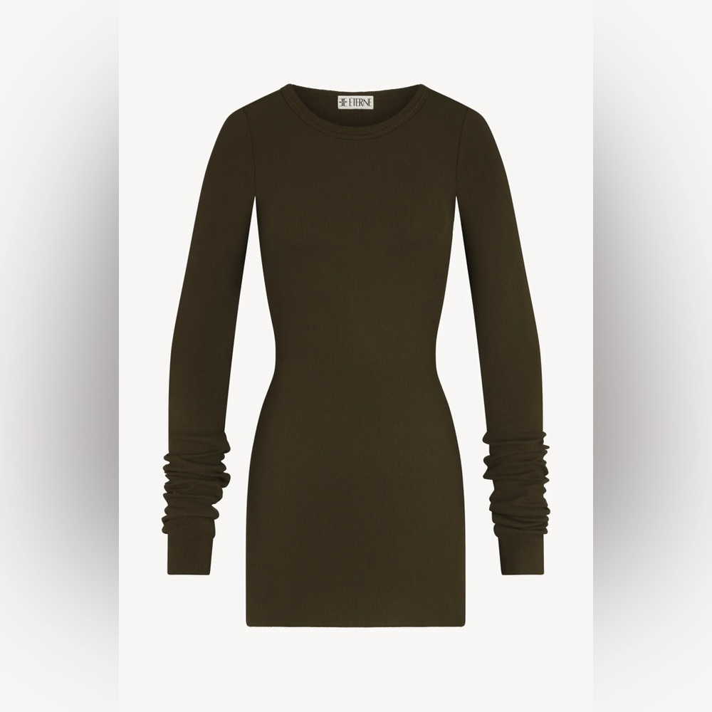 NWT moss green Eterne Long Sleeve Crewneck Maxi Dress in moss